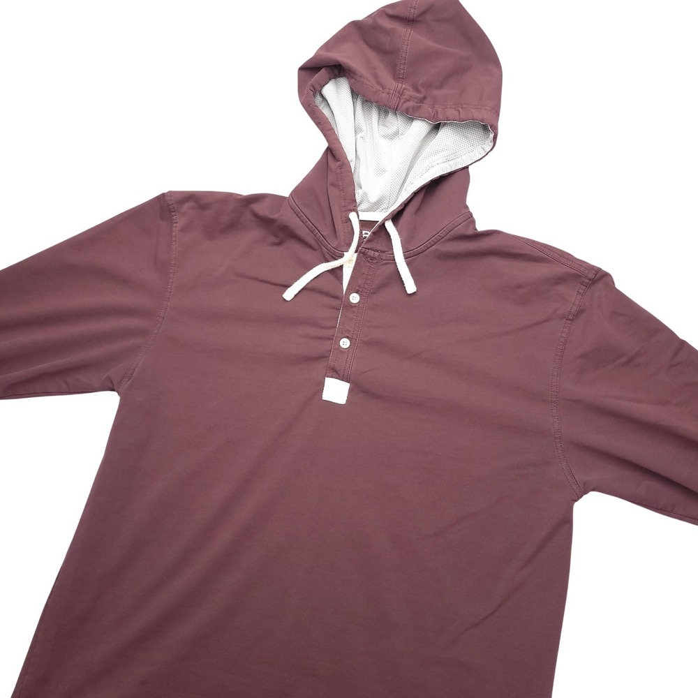 BYLT Drop-Cut LUX Hoodie Mens XL Red Henley Lightweight Jersey Pullover
